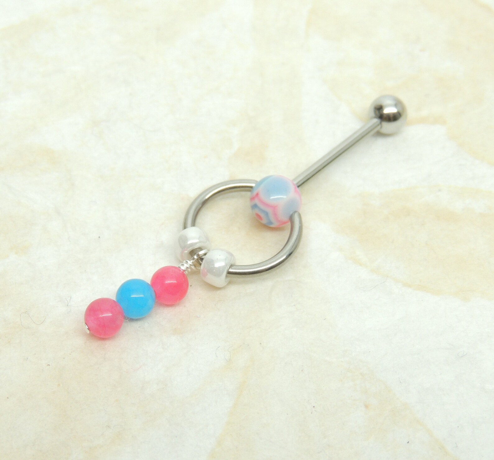 14G VCH Piercing With Gemstone Dangle Vertical Clitoral Hood Etsy