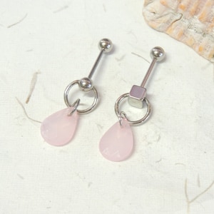 Vertical Hood Piercing with Pink Teardrop, VCH Vertical Clitoral Hood Piercing You Choose Style, 14G VCH Bar, Intimate Genital Piercing