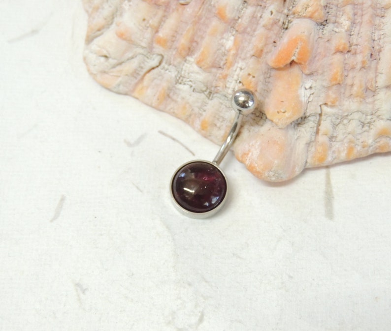 Gemstone Belly Ring Natural Pink Tourmaline Belly Ring 10mm Stone Non Dangle Simple Belly Ring Navel Rings Body Jewelry