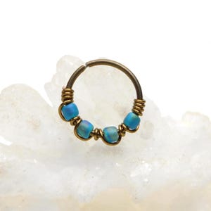 Peacock Blue Nose Hoop Ring, Hypoallergenic Niobium Hoop, 20g 8mm 10mm Nose Hoop, Cartilage Hoop Earring, Snug Fitting Nose Ring