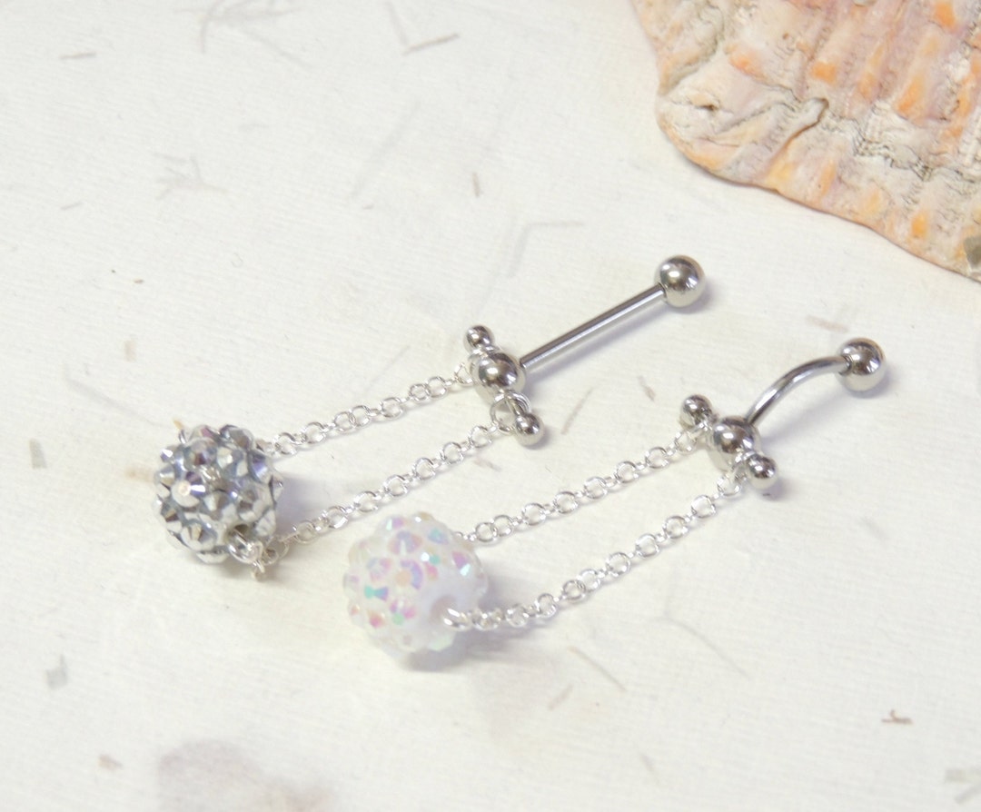 Dangle VCH Vertical Hood Piercing With Iridescent Sparkle Ball