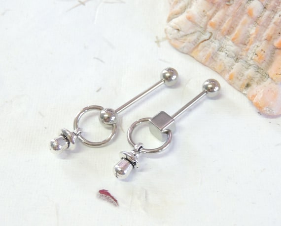 Barbell Christina clito vertical Capuche bijoux génitale Piercing Belly Ring VCH 14 g