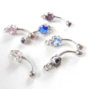 1pc Add Your Own Charm Belly Ring You Choose Color, Prong Set Belly Ring with Loop, 14g Barbell, DIY Belly Ring Jewelry Making Supplies. image 3