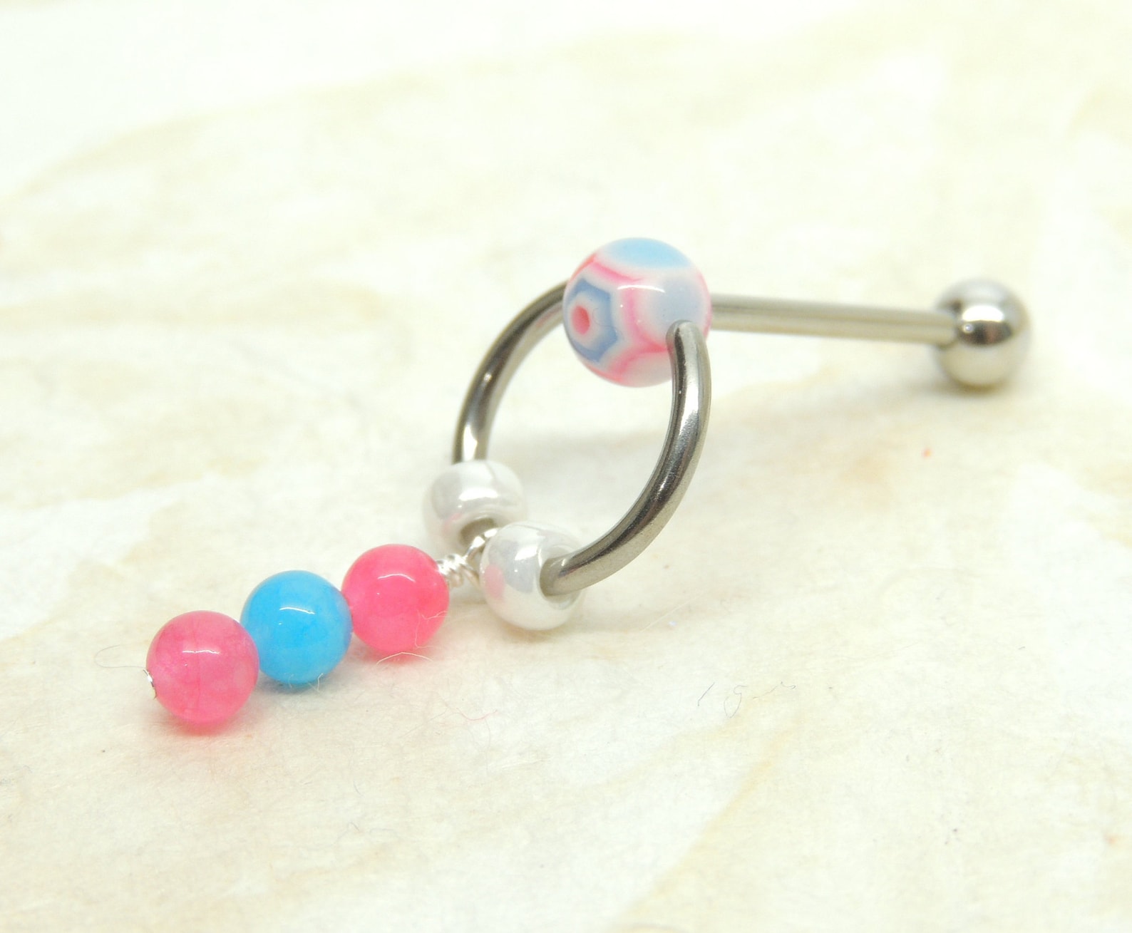 14G VCH Piercing With Gemstone Dangle Vertical Clitoral Hood Etsy