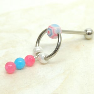 14G VCH Piercing with Gemstone Dangle, Vertical Clitoral Hood Piercing, Intimate Jewelry, Genital Piercing
