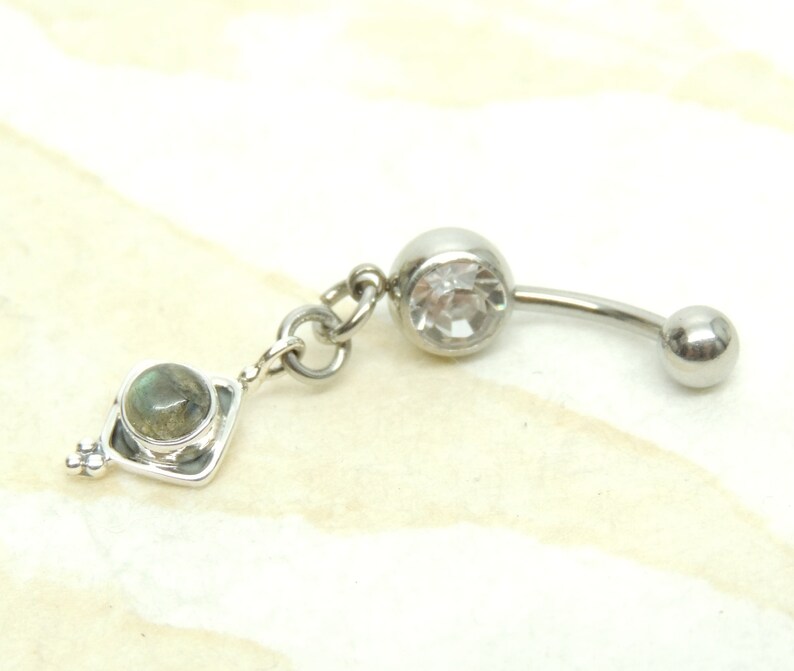 Labradorite Belly Ring Gemstone Belly Ring Body Jewelry 14g Etsy