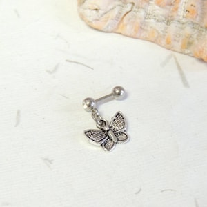 Butterfly Barbell,Tragus Helix Barbell, 16g Barbell, Helix Earring, Cartilage Earring, Butterfly Cartilage Earring
