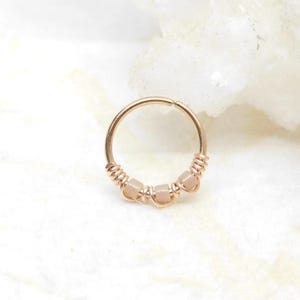 Beige Boho Nose Hoop Ring, Snug Fitting Nose Hoop Ring, 20g 8mm 10mm Nose Hoop, Cartilage Hoop Earring, Nose Jewelry, Seamless Hoop