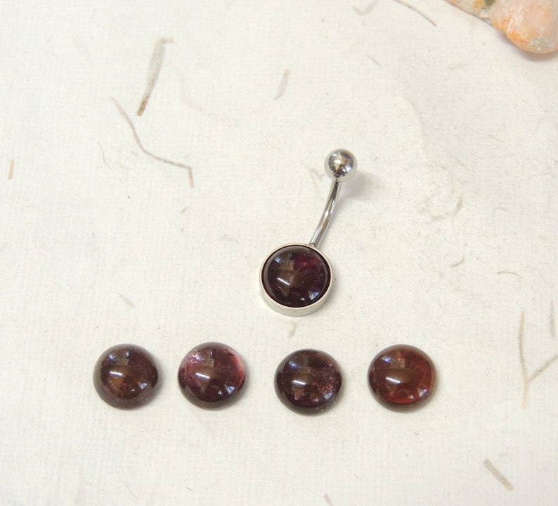 Gemstone Belly Ring Natural Pink Tourmaline Belly Ring 10mm Stone Non Dangle Simple Belly Ring Navel Rings Body Jewelry