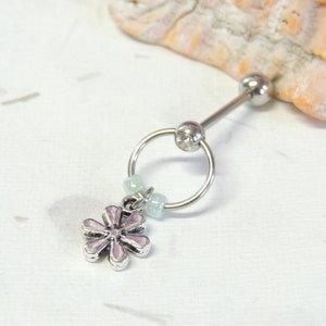 Vertical Hood Piercing with Flower Charm, VCH Vertical Clitoral Hood Piercing You Choose Style, 14G VCH Bar, Intimate Genital Piercing