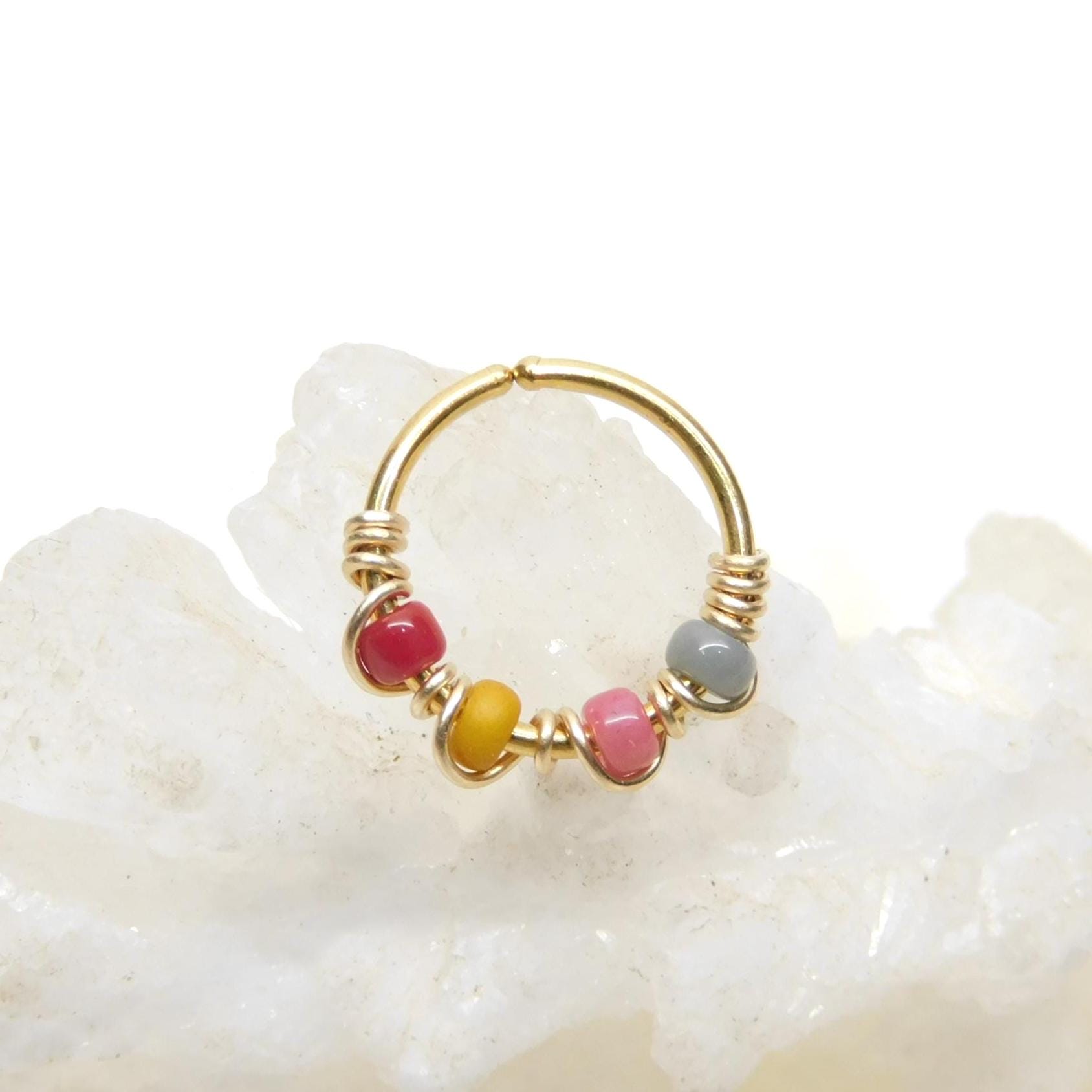 Snug Nose Rings Colorful Ombre Snug Nose Ring Hoop, Nose Jewelry, Nose Hoop With Beads ...