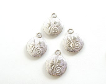 4 Pieces Silver Plated Sea Shell Charms, Nautical Charm, Beach Charms, Jewelry Making Supply Charms, Acrylic Charms..