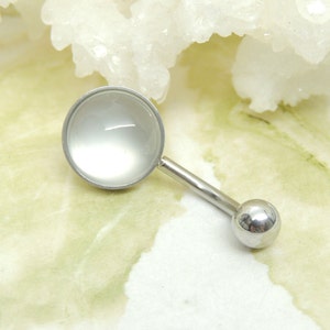 Natural Moonstone Belly Ring 10mm Stone, 316L Surgical Steel Belly Ring, Gemstone Belly Ring, Body Jewelry