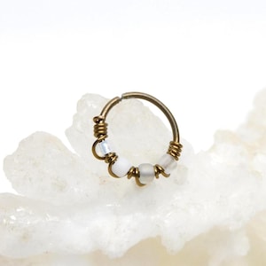 White Ombre Bronze Niobium Nose Hoop Ring, 20g 8mm 10mm Nose Hoop, Cartilage Hoop Earring, Hypoallergenic Hoop, Snug Fitting Nose Ring