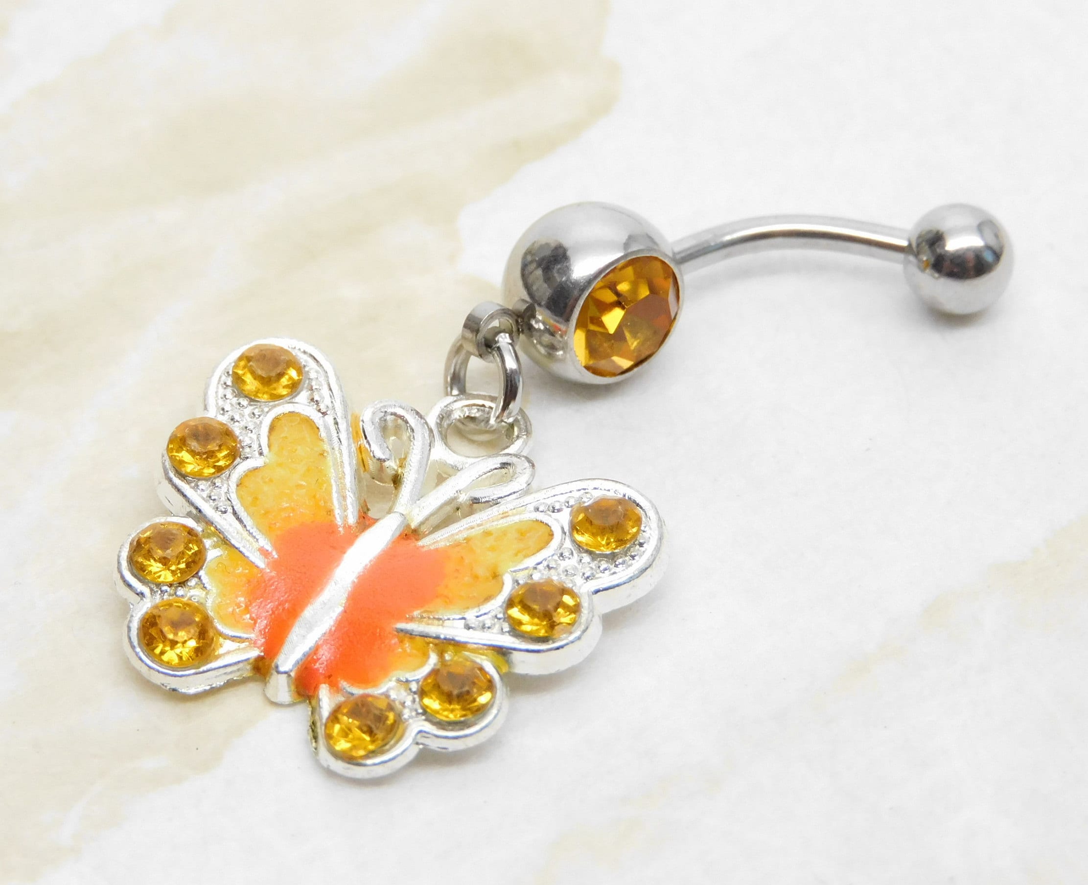 Butterfly Belly Ring Cute Belly Button Jewelry Belly Button Etsy