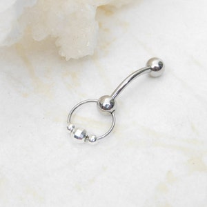 VCH Vertical Clitoral Hood Piercing with Sterling Silver Beads, 14G VCH Bar, Intimate Piercing Jewelry, Genital Piercing