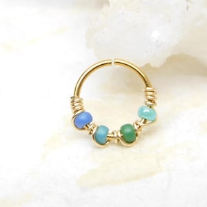 Mermaid Snug Fitting Nose Ring, 20g 8mm 10mm Nose Hoop, Tragus Cartilage Hoop Earring, Bohemian Nose Jewelry, Bendable Hoop
