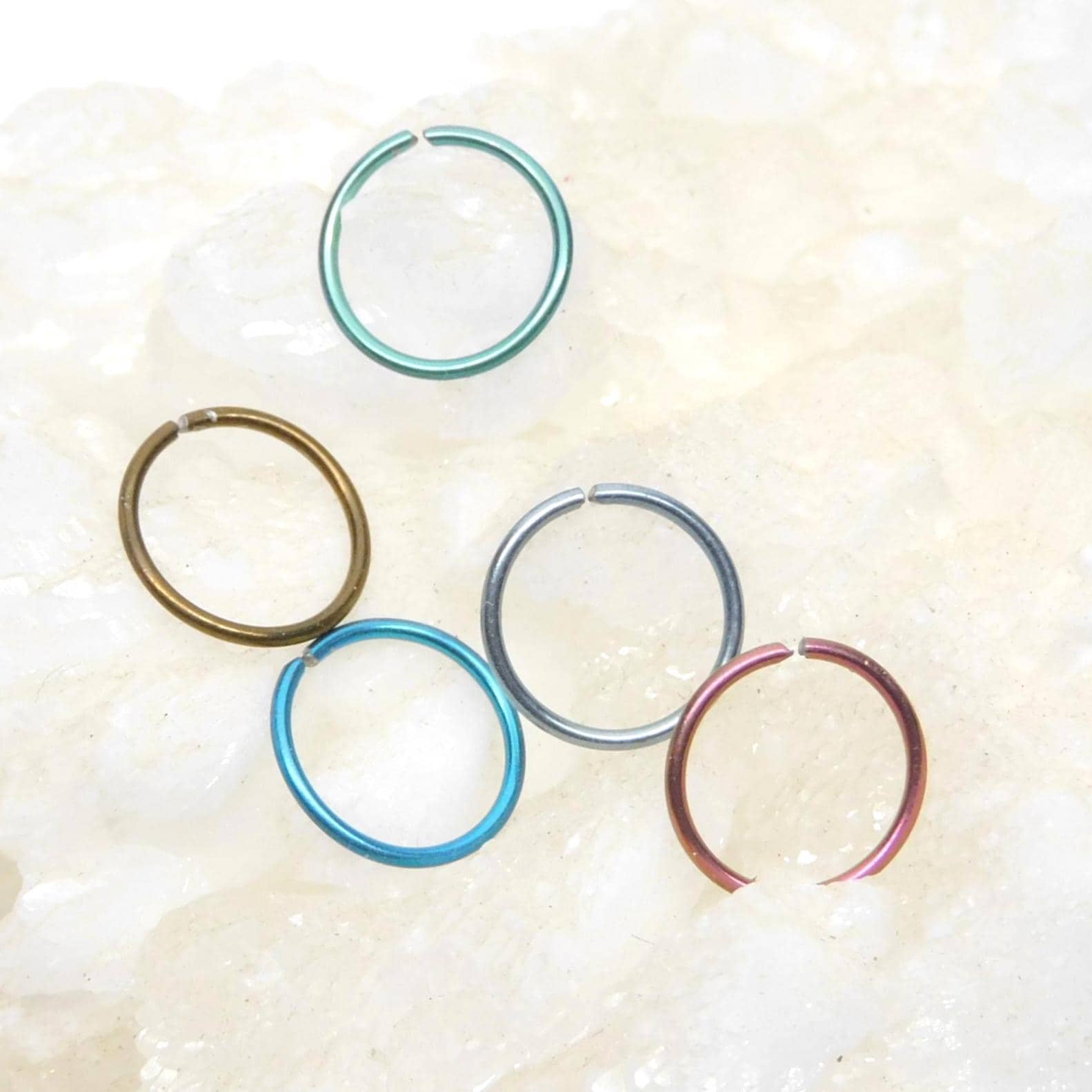 Niobium Nose Hoop You Choose Color, 20g 6mm 8mm 10mm 12mm Nose Hoop, Brown Ring, Tragus Hoop, Hypoallergenic Hoop, Tiny Hoop