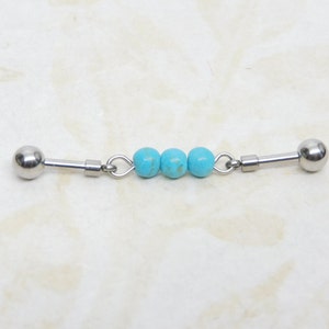 Chakra Gemstone Industrial Barbell You Choose Gemstone, 14g Surgical Steel Barbell, Scaffold Industrial Bar, Upper Ear Cartilage Piercing