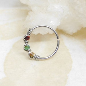 Picasso Bead Nose Hoop Ring, Modern Beaded Nose Ring, Cartilage Hoop Earring, Tiny Hoop, Conch Hoop Earring, 20g, Boho Jewelry