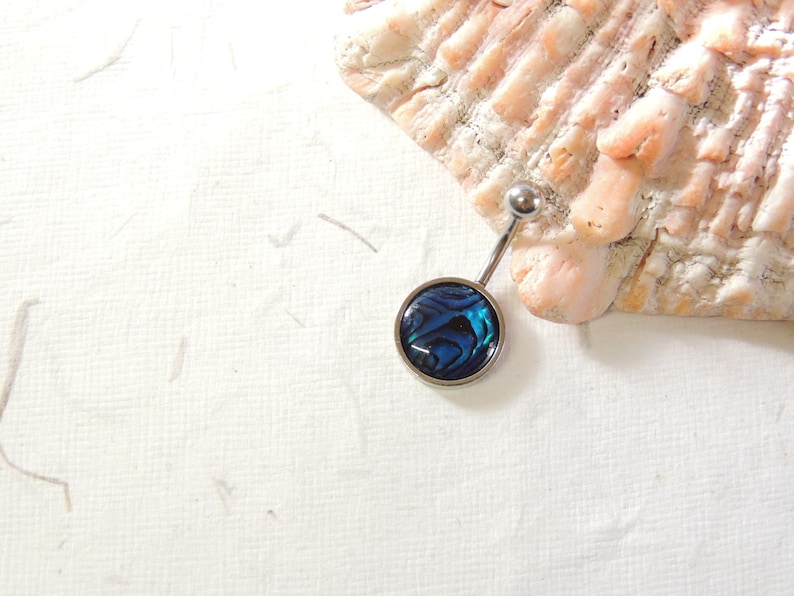 Non Dangle Belly Ring Navel Piercings Simple Belly Ring Shell Belly Ring Abalone Shell Belly Button Ring You Choose Color