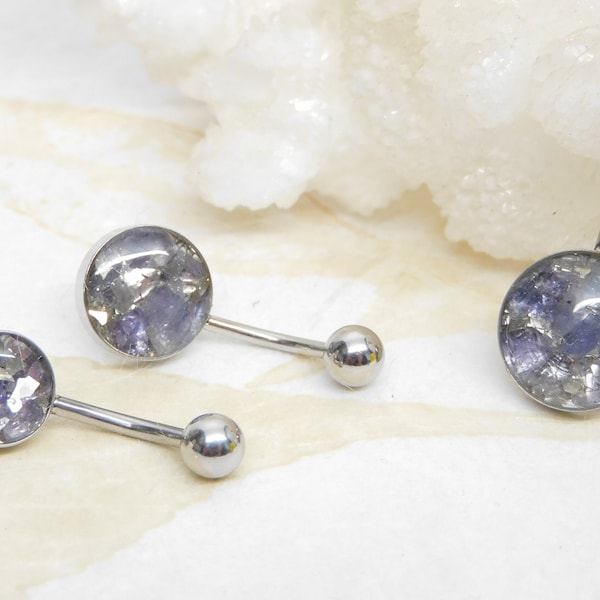 Tanzanite Belly Ring You Choose 8mm 10mm or 12mm, 14g Surgical Steel, Non Dangle Belly Ring, Body Jewelry