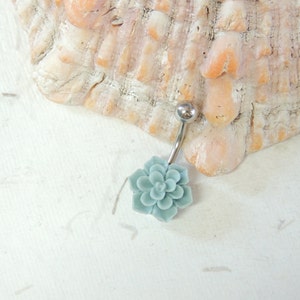 Succulent Belly Ring, Navel Rings, Simple Non Dangle Belly Ring, Body Jewelry, Belly Button Jewelry, Plant Belly Ring