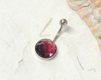 Berry Sparkle Belly Ring, Non Dangle Belly Ring, Glitter Sparkle Belly Ring, Simple Belly Ring, Navel Piercings