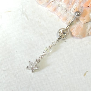 Crystal Star Dangle Belly Button Ring, Crystal Belly Ring, Belly Button Jewelry, Pretty Belly Ring