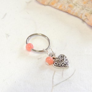 Heart Cartilage Hoop Earring You Choose Gemstone, 14g 16g Surgical Steel Hoop, CBR Captive Bead Ring, Helix Earring, Heart Cartilage Hoop