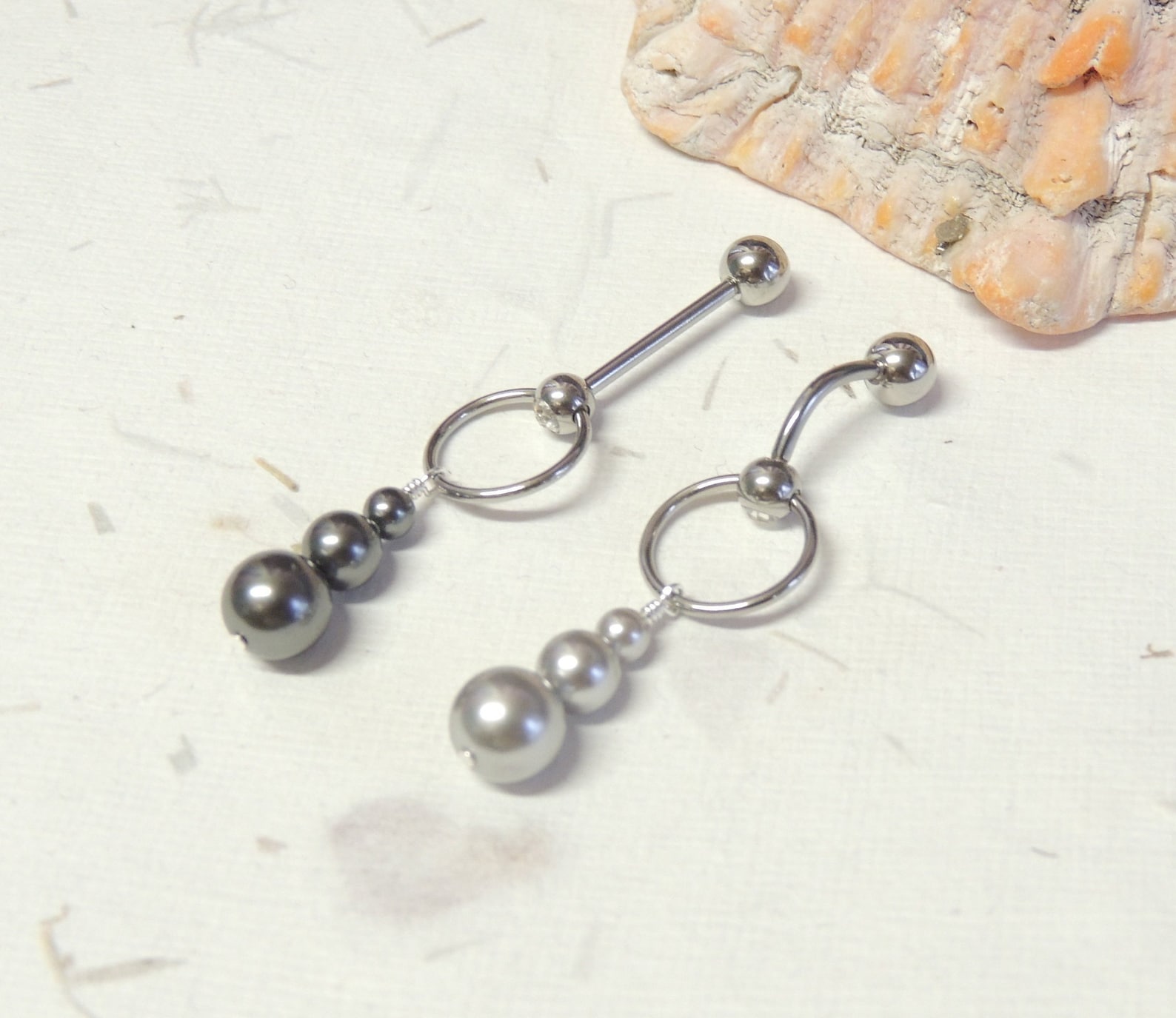 Triple Pearl VCH Vertical Clitoral Hood Piercing 14G VCH Bar Etsy