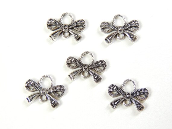 5 Pc. Bow Charm, Bow Connector Charm, Silver Charms, DIY Jewelry Making  Charms, Charms. 