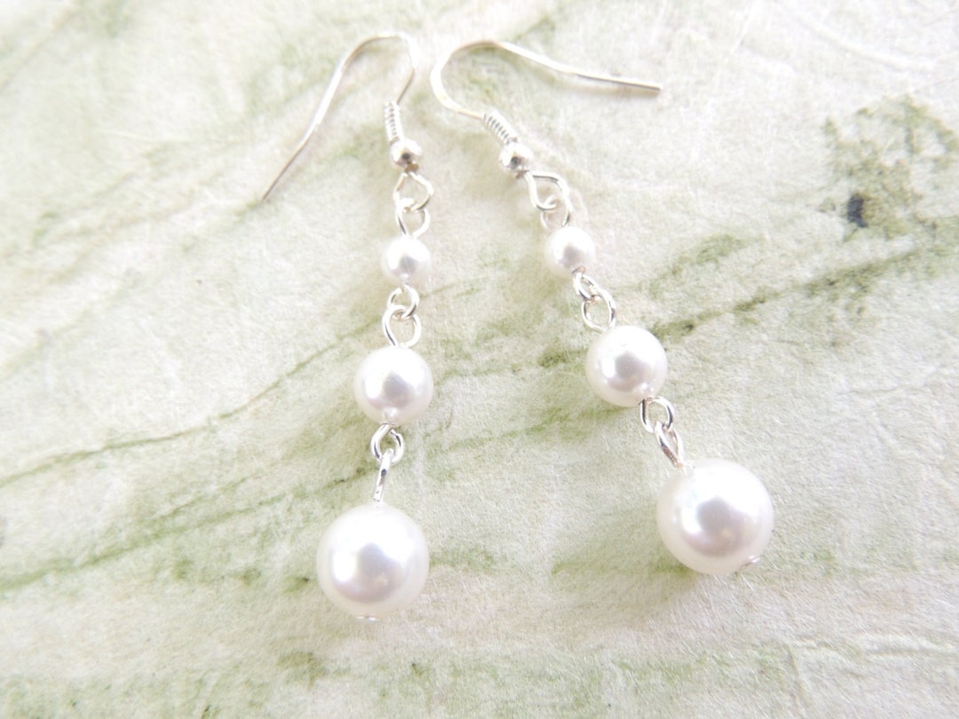 Pearl Earrings Swarovski Crystal Pearls Triple Pearl - Etsy