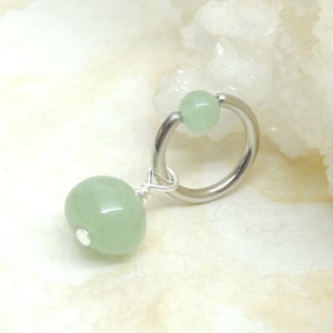 Green Aventurine Cartilage Hoop Earring, CBR Captive Bead Ring, Tragus Helix Earring, Hoop Belly Ring