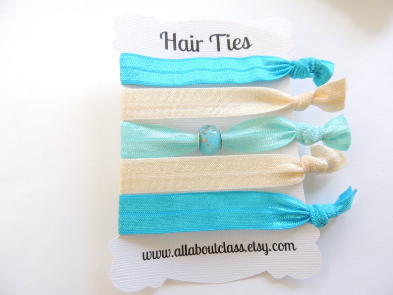 Elastic Hair Ties with Charm Bead Hair Accessories Turquoise Etsy