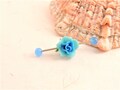 Blue Rose Industrial Barbell You Choose Bar Length, Flower Industrial Barbell, Scaffold Ear Earring, 14g Barbell