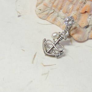 Anchor Belly Button Ring, 14g 16g Reverse Dangle Belly Ring, Belly Button Jewelry, Cute Belly Ring, Nautical Beach Ocean image 5