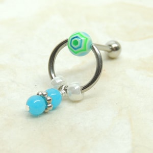 14G VCH Piercing with Gemstone Dangle, Vertical Clitoral Hood Piercing, Intimate Jewelry, Genital Piercing