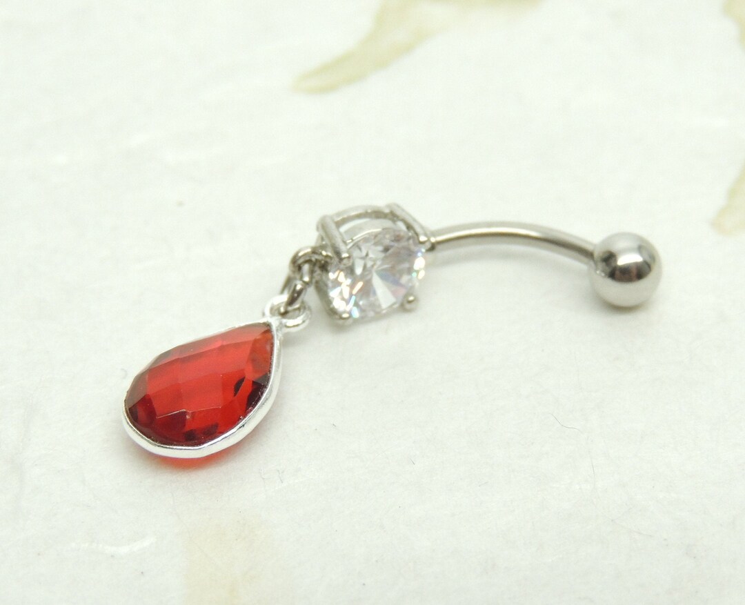 Belly Ring You Choose Style, Teardrop Belly Ring, Gemstone Belly