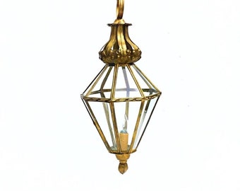 Antique French Lantern Toleware Louis XIV style Golden Crown top octagonal