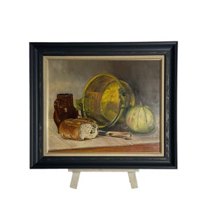 Still life vintage signed & framed &quot;The Cauldron&quot; French table Provencal Var artist - mid century