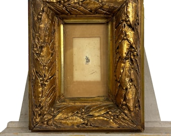 French Antique Ink Sketch: Louis XV Dress, Gesso Frame, Signed 1795