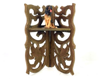 French antique Black Forest Fruit wood hand carved corner Shelf Etagere