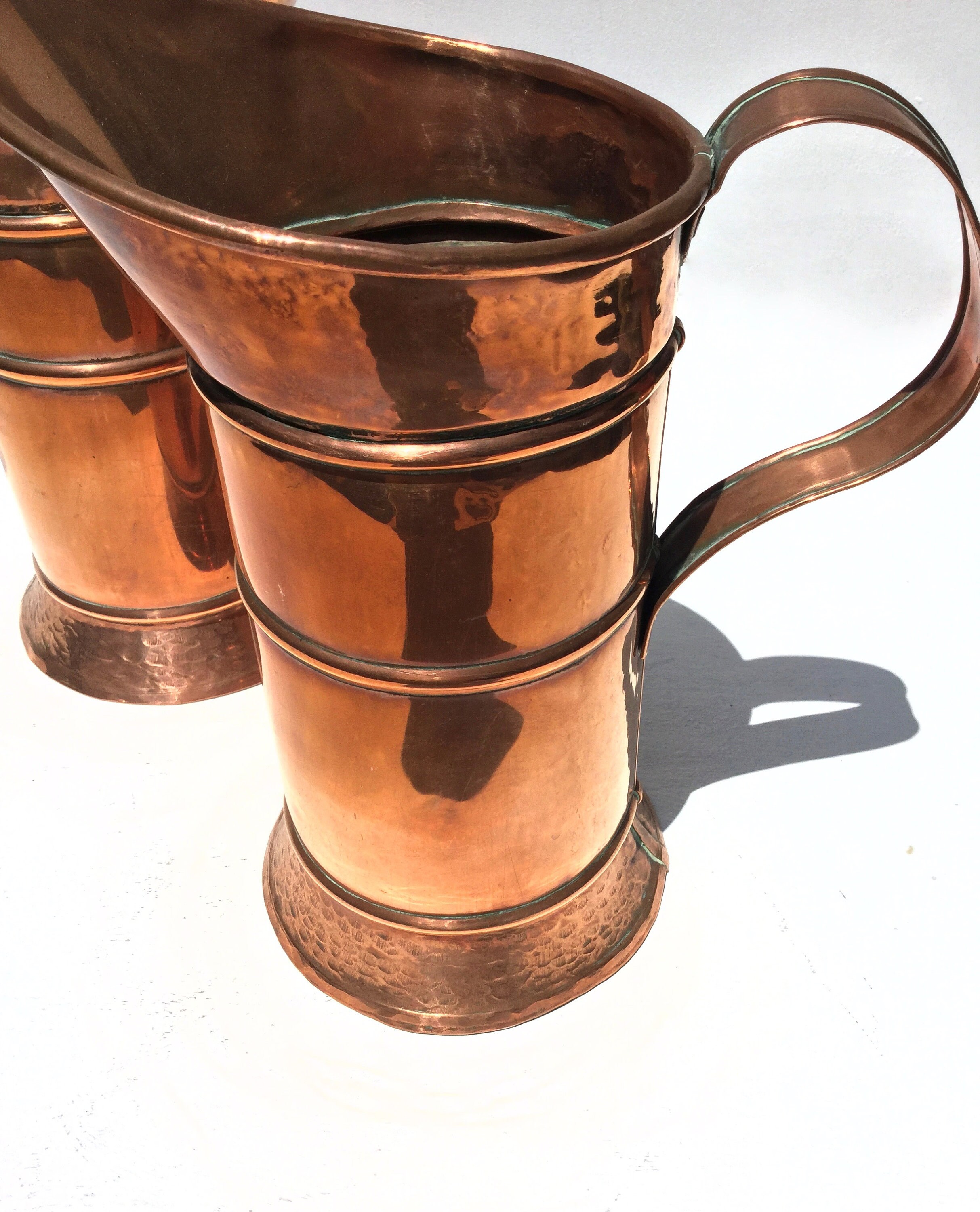 French PAIR antik Kupfer Krug gerade seitlich Perfektes Paar | Etsy