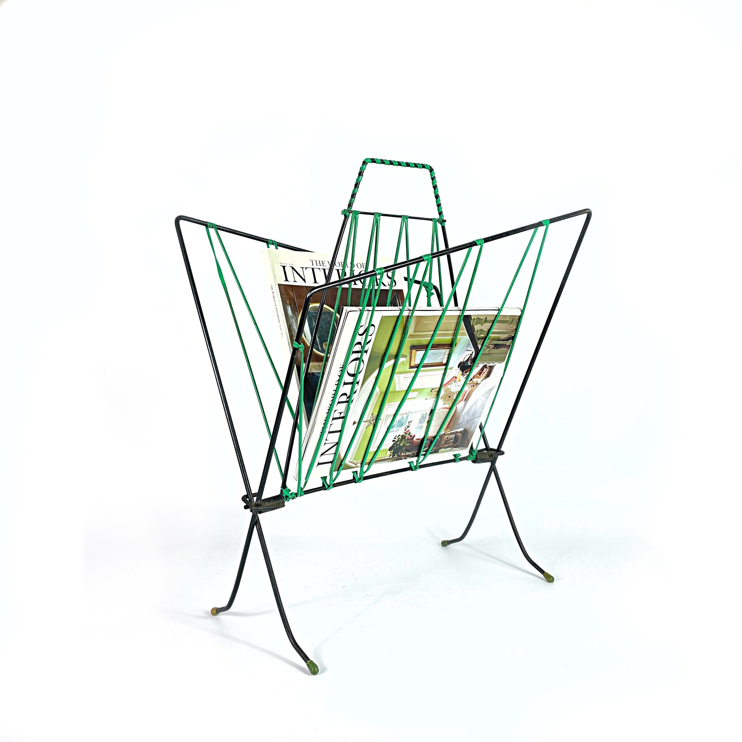 Français Scoubidou Folding Magazines Porte-Papier Vert Émeraude - Design Rétro Milieu Du Siècle