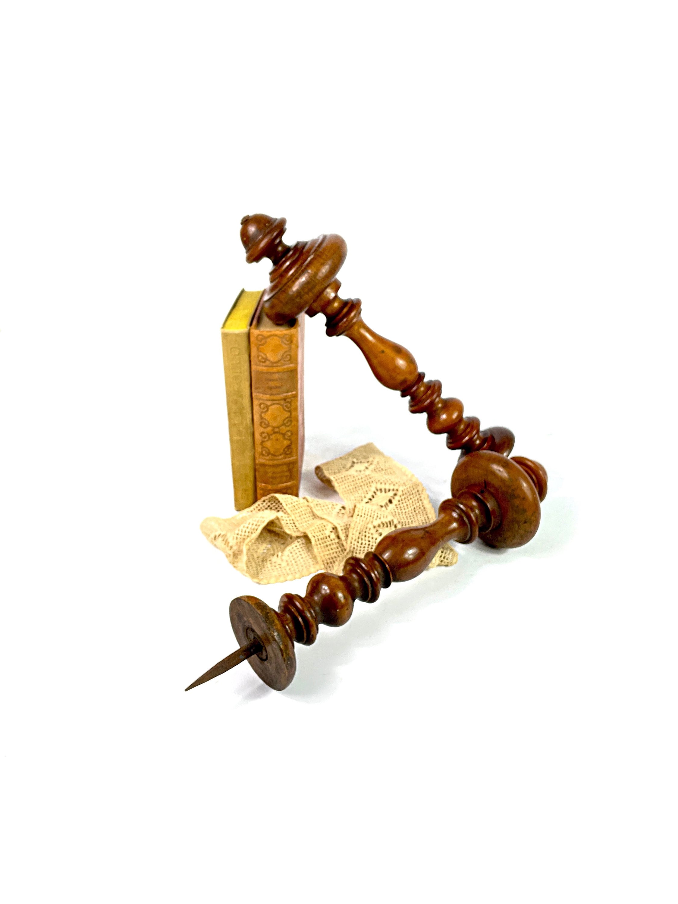 Paire de Français Énorme Bois Tourné Finials Poteaux Sculptés Décoratifs Finition Qualité Fine Pour 