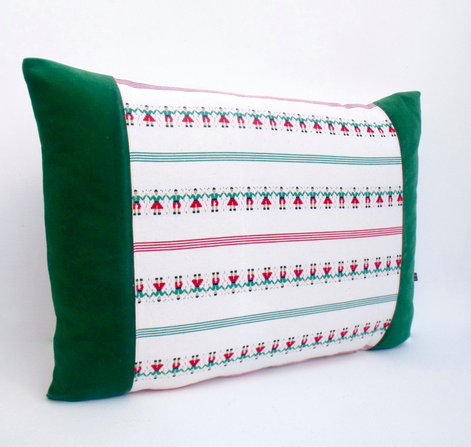 Sac de Grain Brodé Français Main Tissent Le Linge et Couvercle Vert Coussin d'oreiller Velours