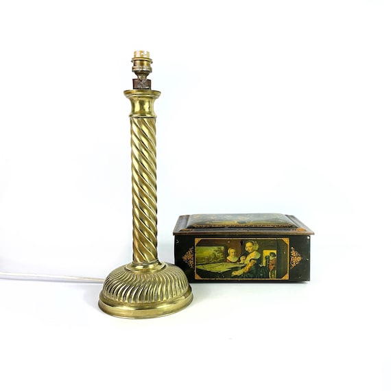 アンティーク フランス製 真鍮 ツイスト コラム ランプ テーブル  