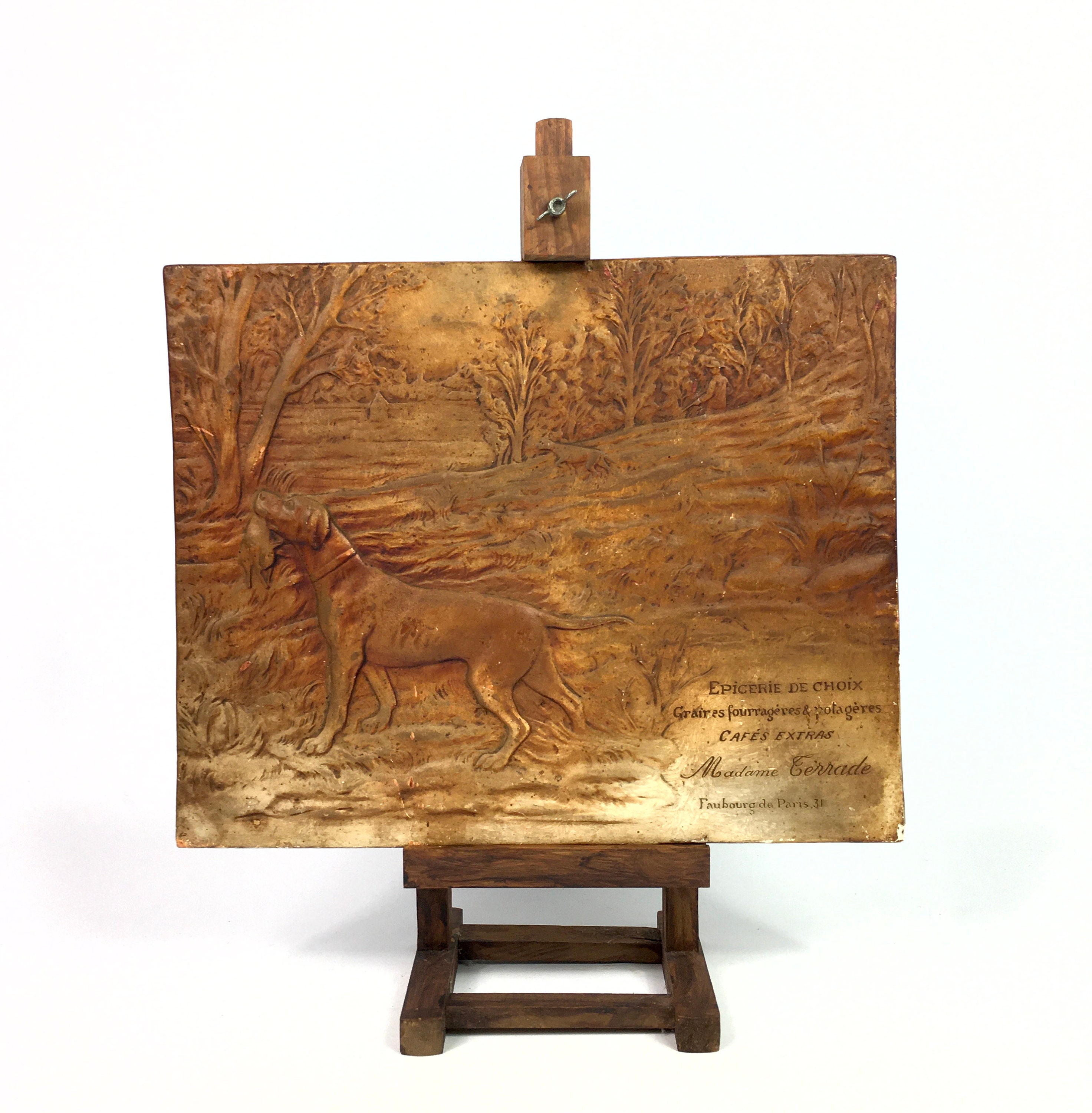 Antique Français Des Années 1890 Tuile de Plaque Vitrée Paris Epicerie Game Cafe Imans & Pottier - R