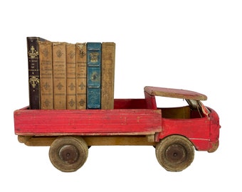 Vintage French Red Wood Truck  Folk art - Shabby and loved - Perfect display
